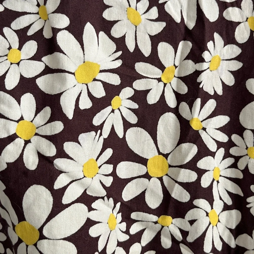 Indulge In Style Brown Daisy Floral Cut-Out Mini Dress Womens Large V-Neck Retro